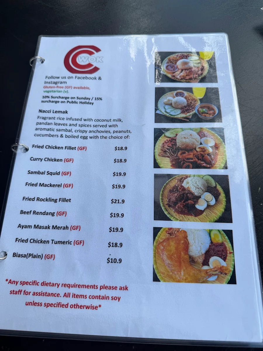 Menu, ccwok