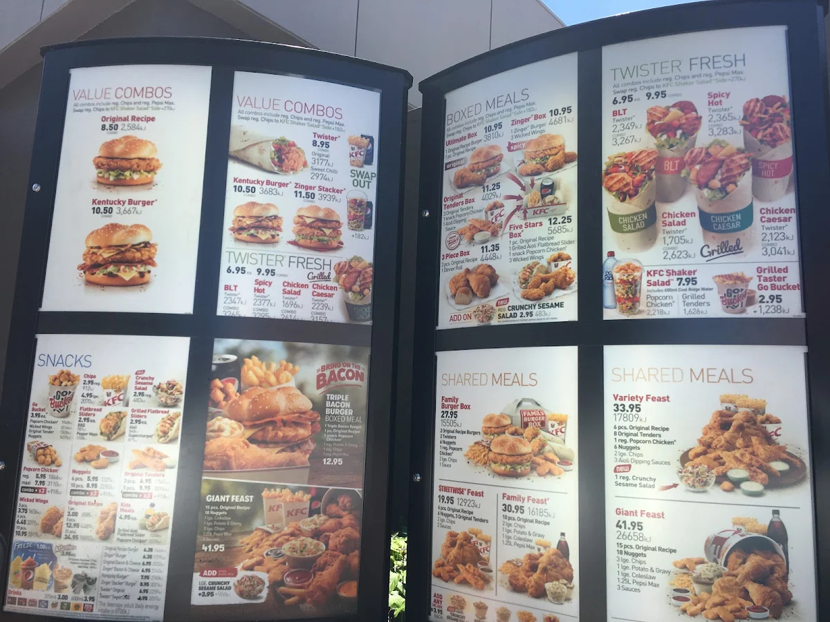 Menu, KFC Subiaco