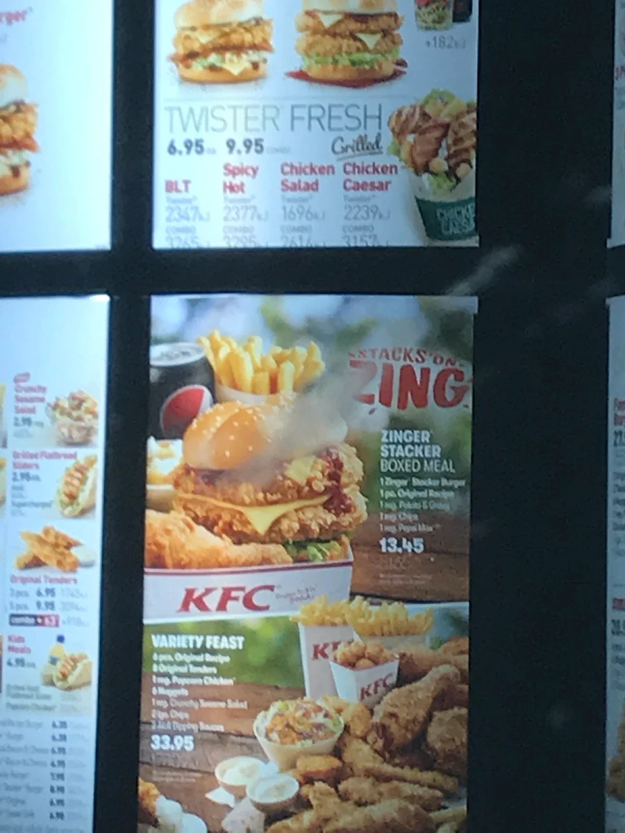 Menu, KFC Subiaco