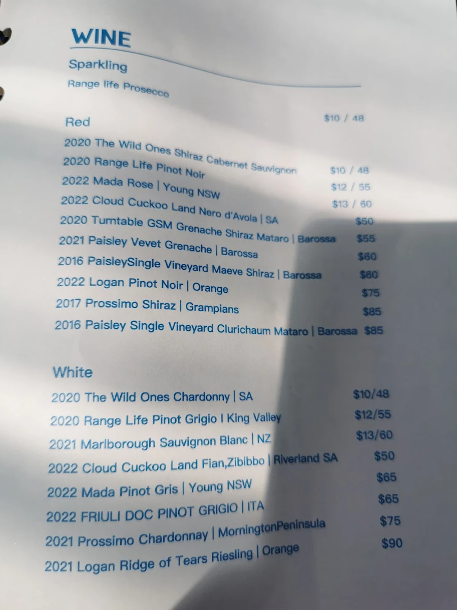 Menu, Saint Jaxie Cafe