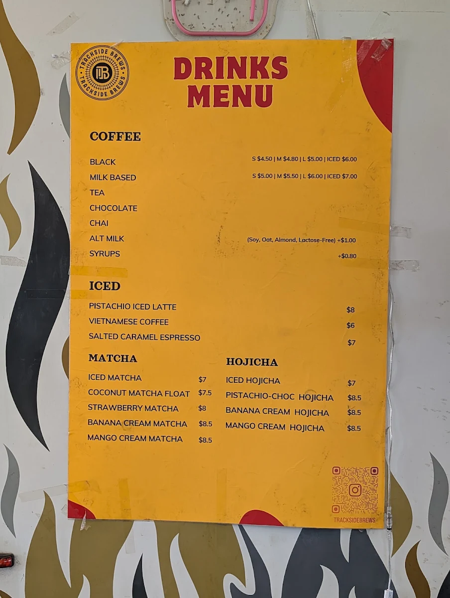 Menu, Trackside Brews