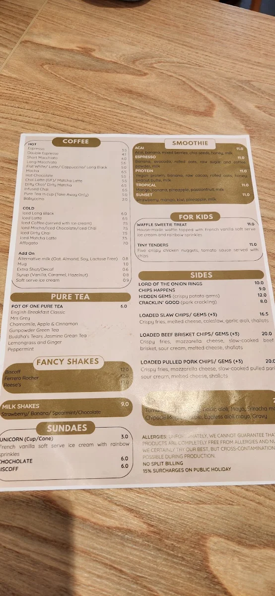 Menu, The Nice Spot