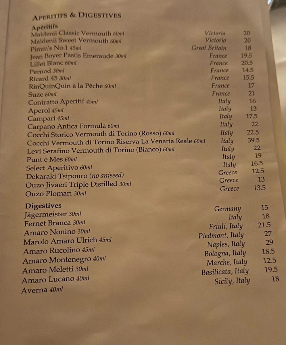 Menu, Siglo