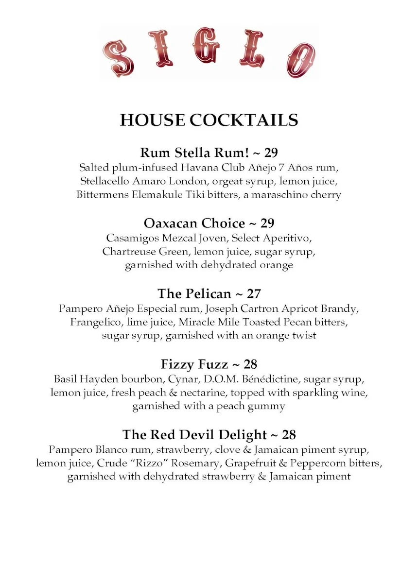 Menu, Siglo