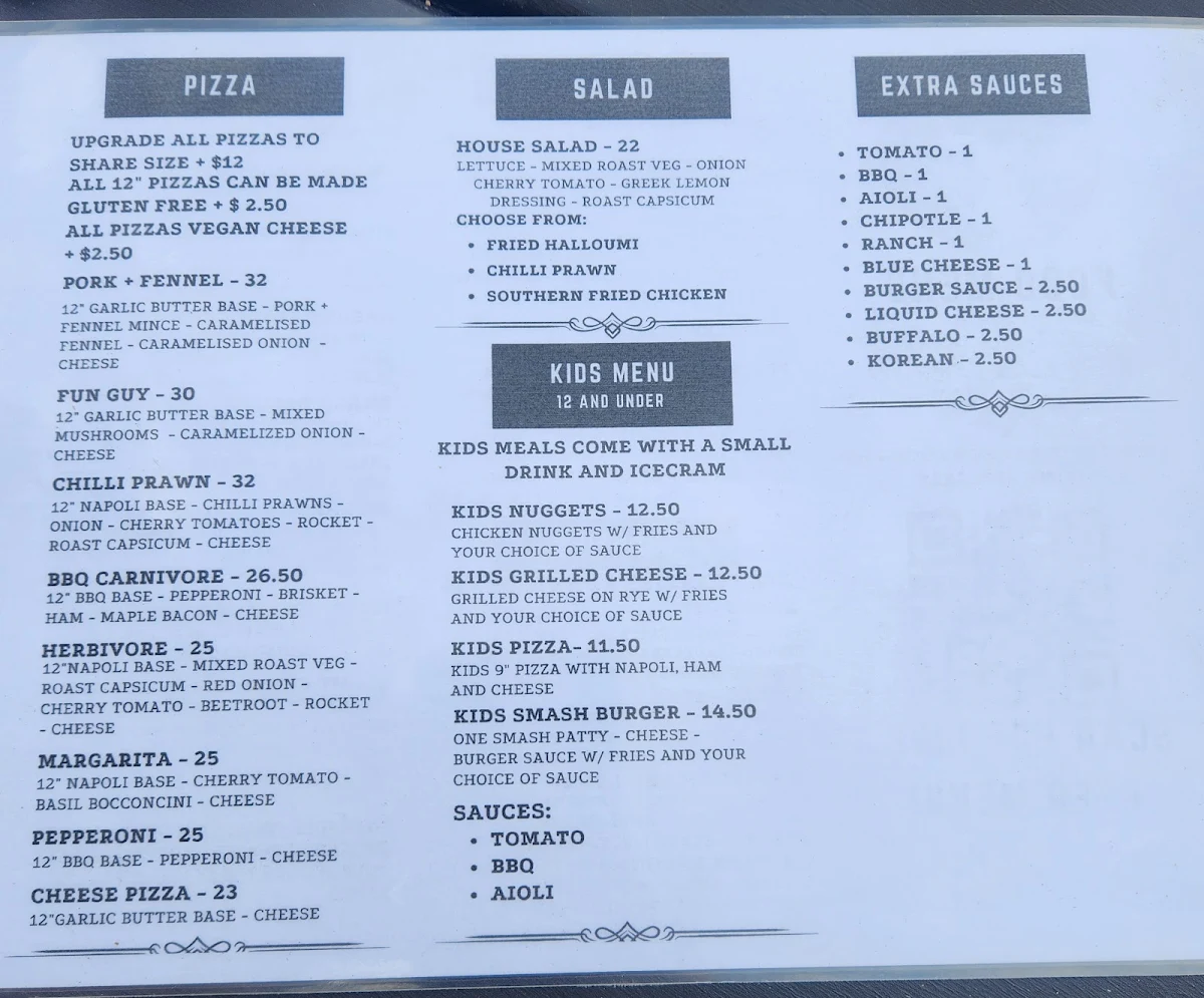 Menu, Stony Creek Brewing Company