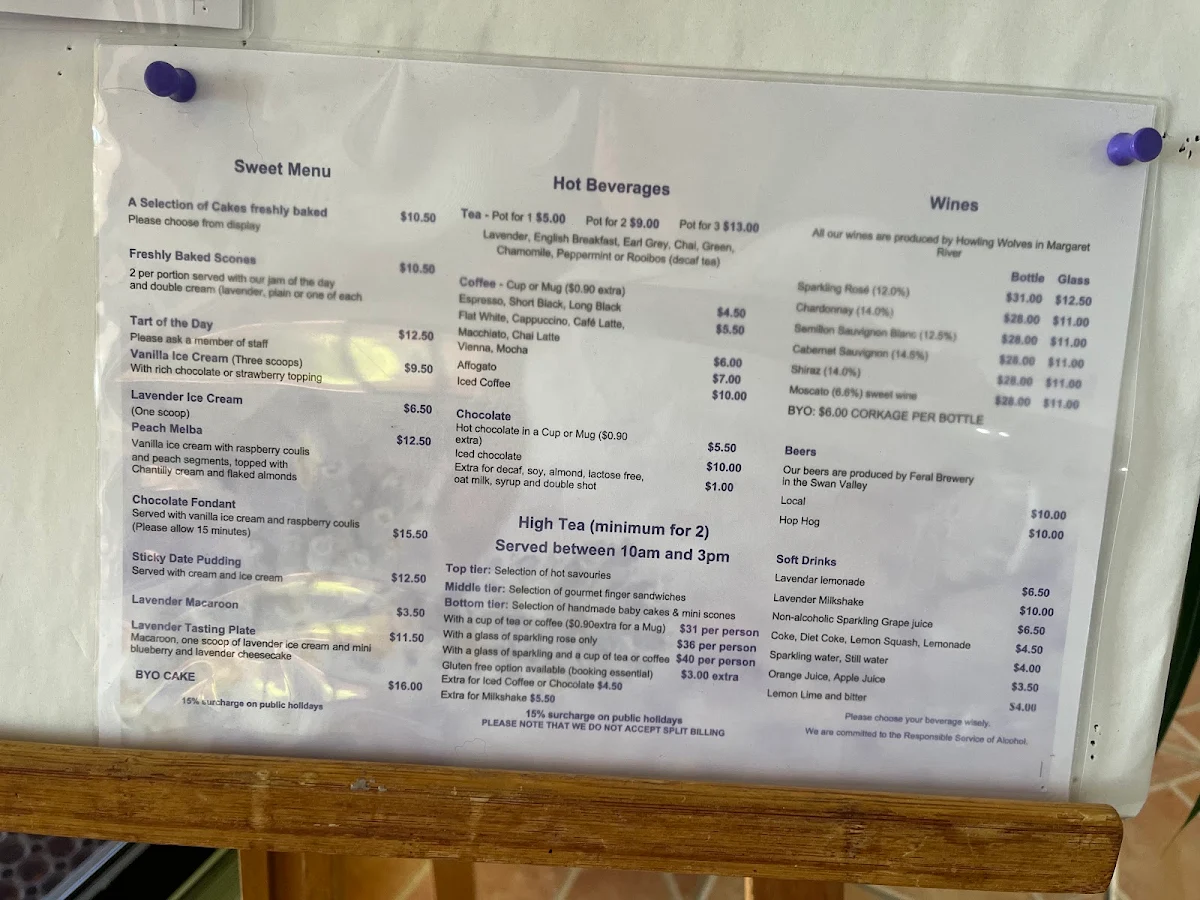 Menu, Lavender Bistro