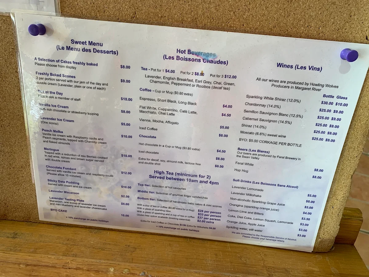 Menu, Lavender Bistro