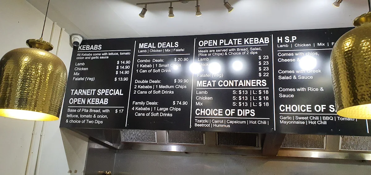 Menu, Tarneit Kebab House