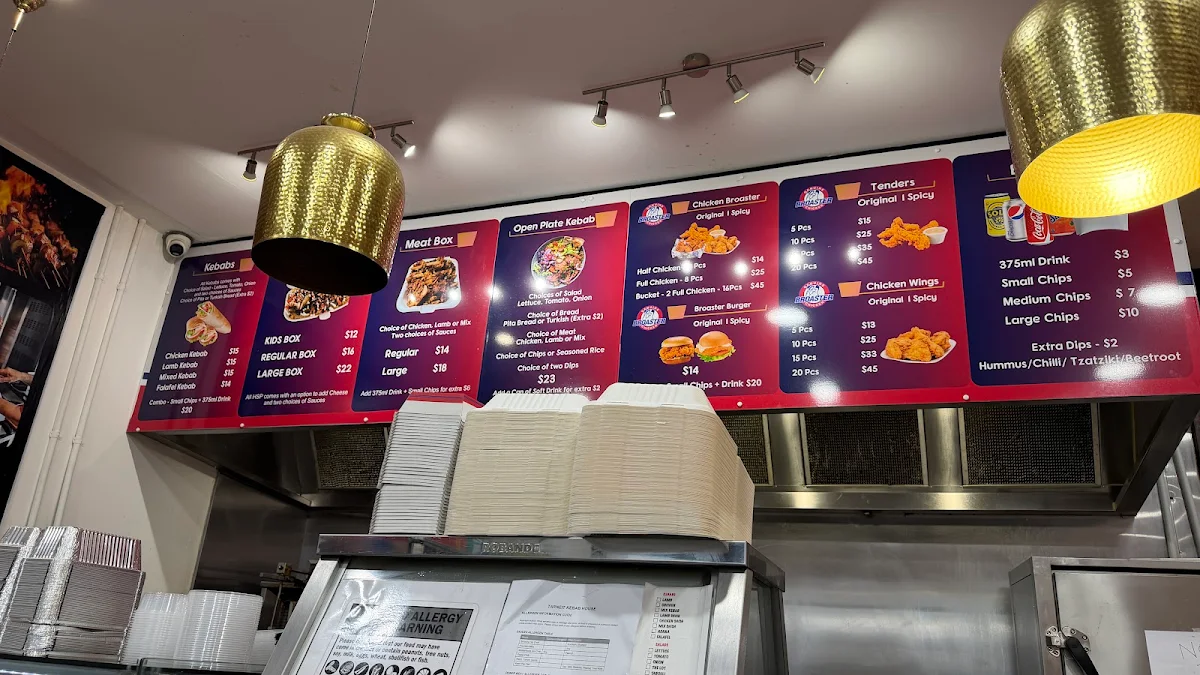 Menu, Tarneit Kebab House