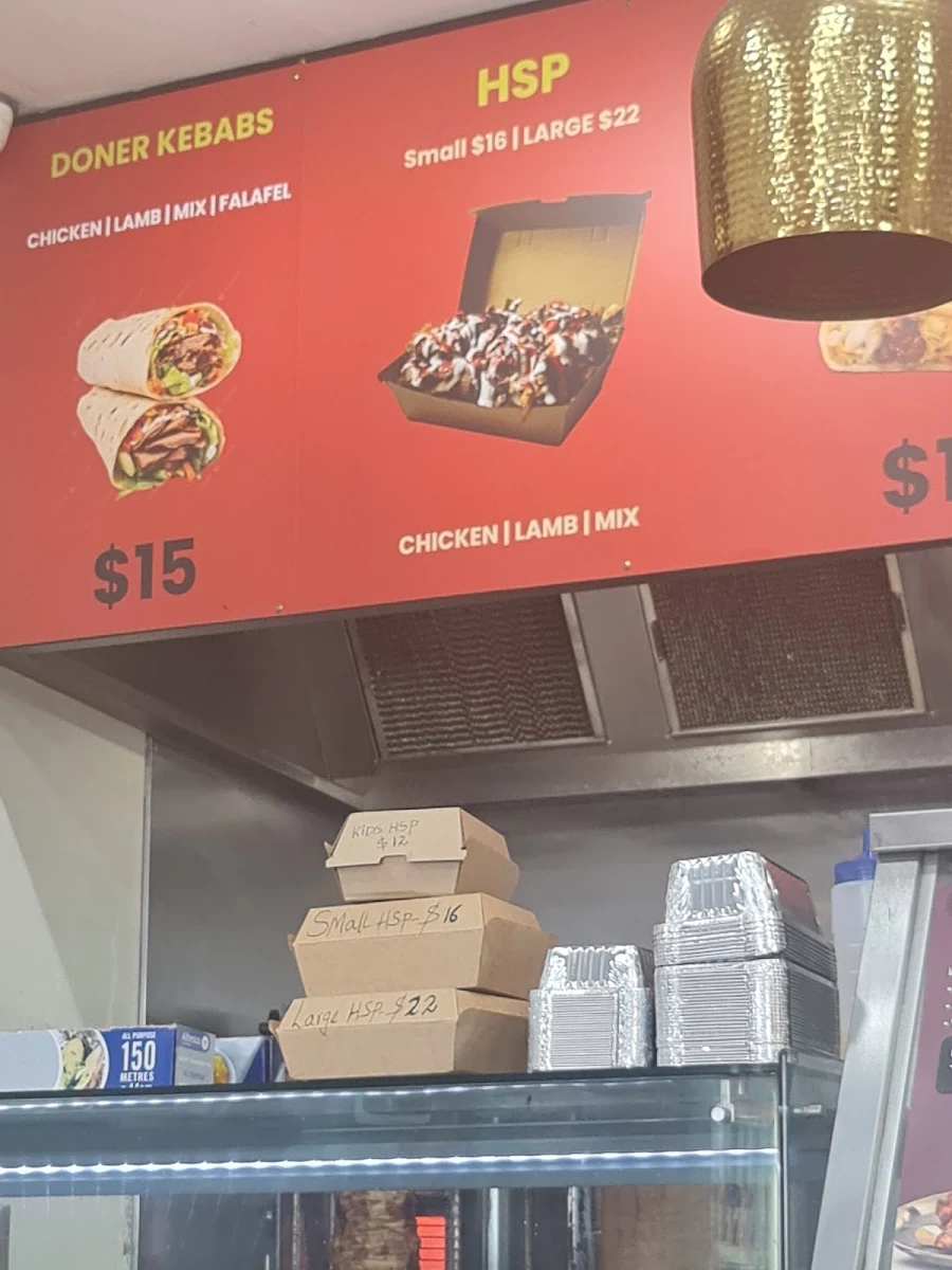 Menu, Tarneit Kebab House