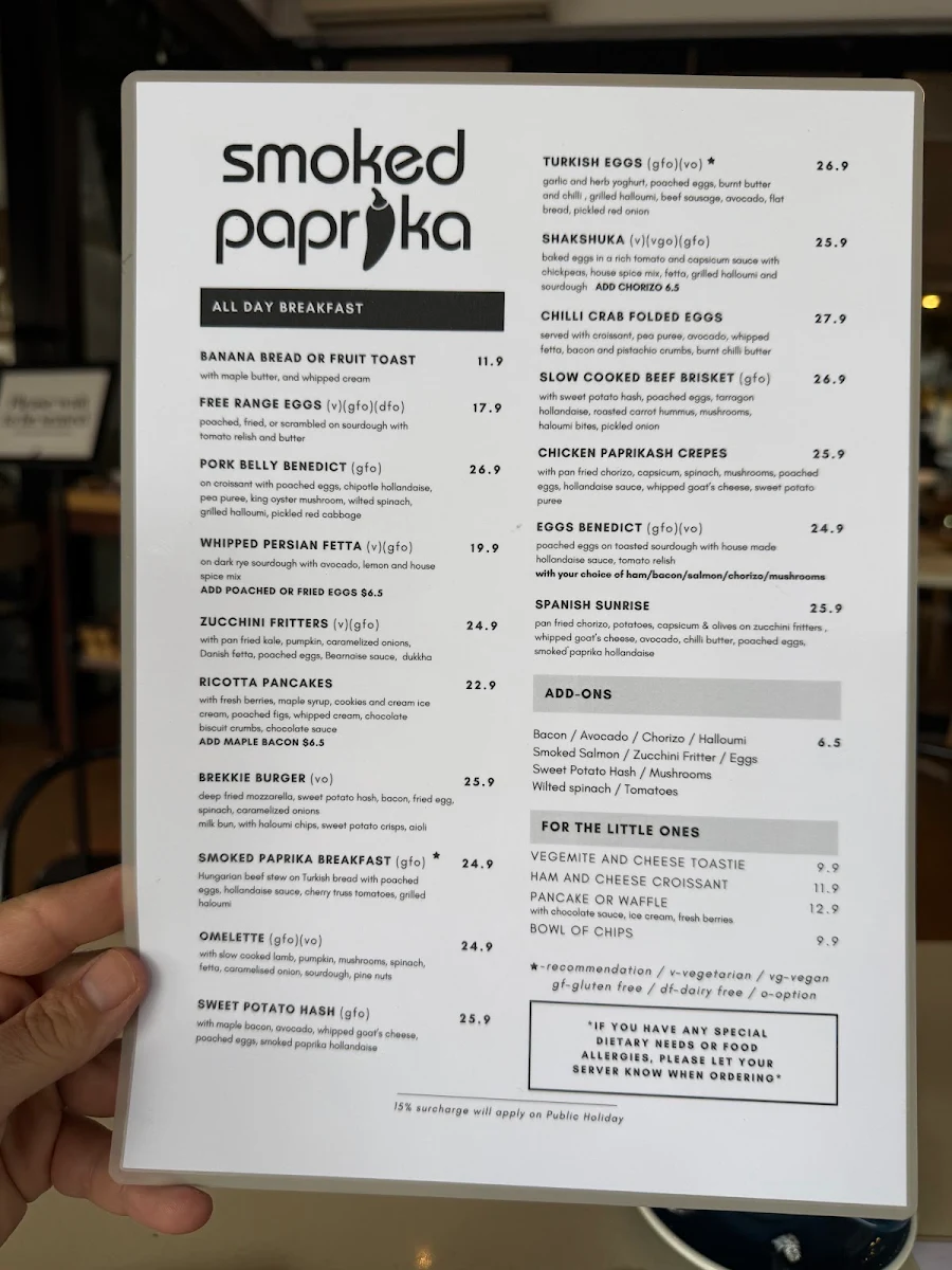 Menu, Smoked Paprika