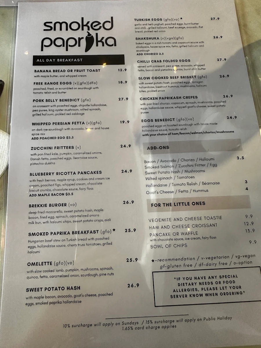 Menu, Smoked Paprika