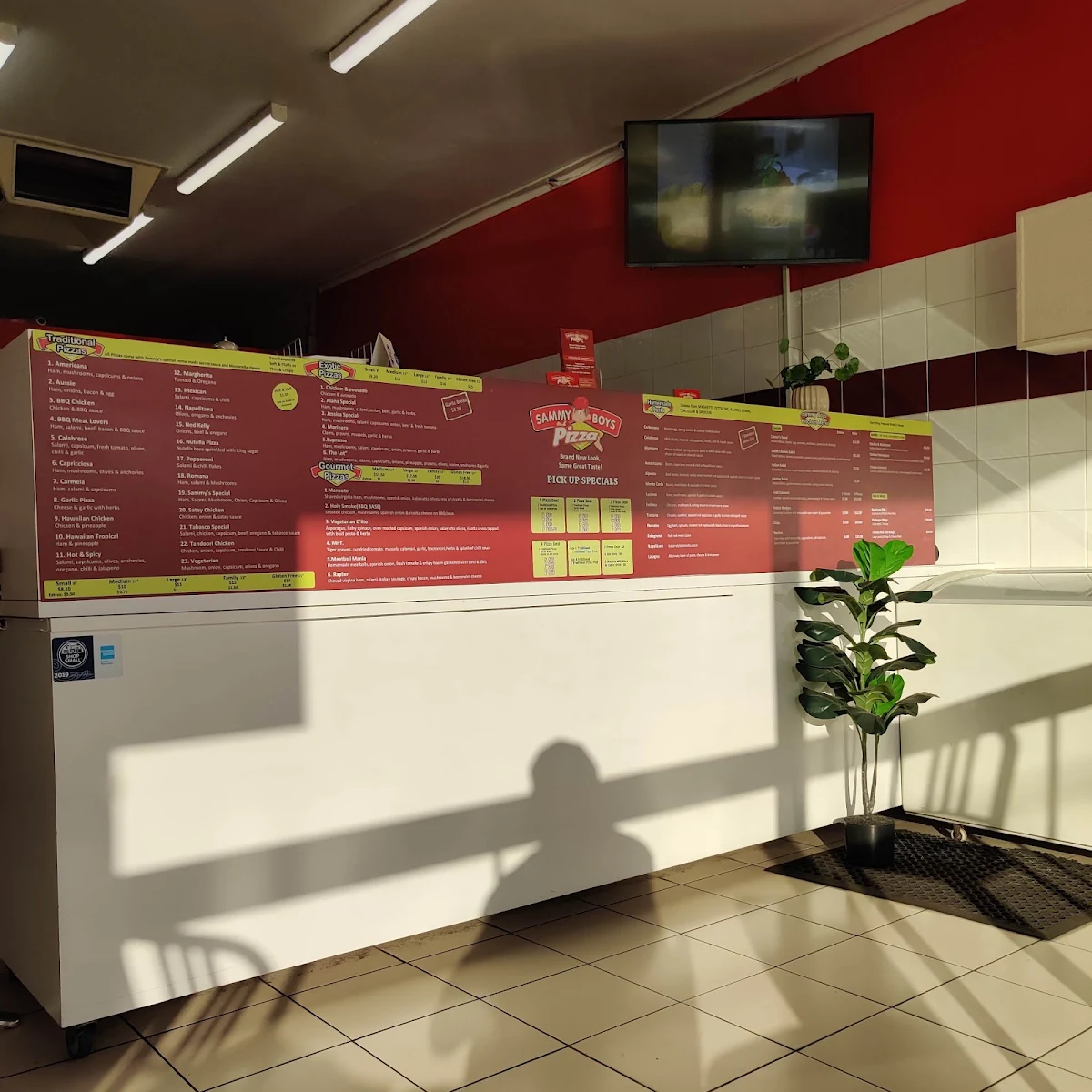 Menu, Sammy Boys Pizza