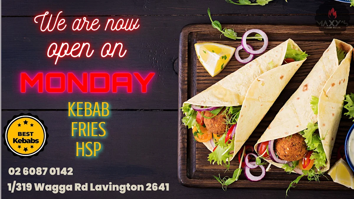 Menu, Maxy Kebabs - Albury