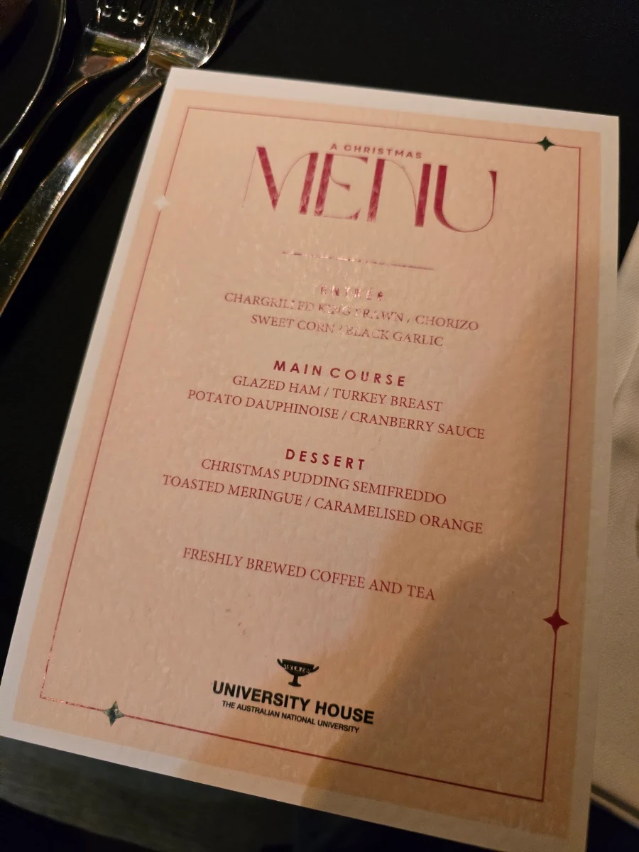 Menu, Symposium by University House