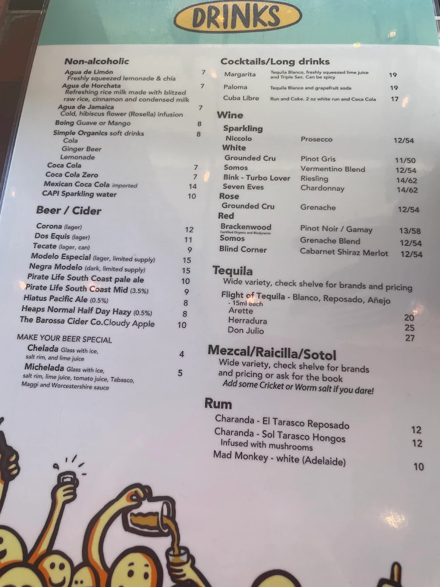 Menu, La Popular Taqueria