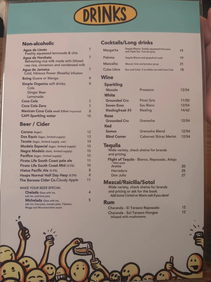 Menu, La Popular Taqueria