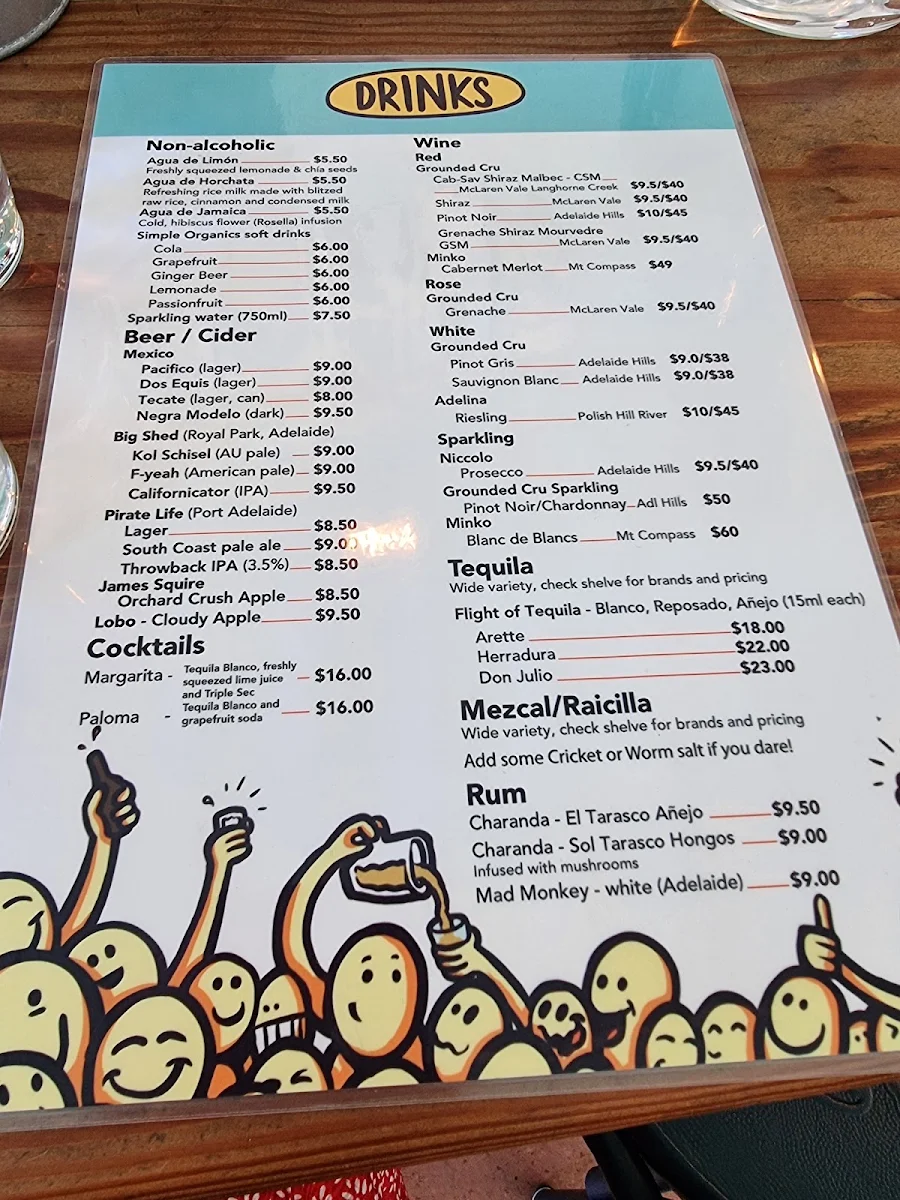 Menu, La Popular Taqueria