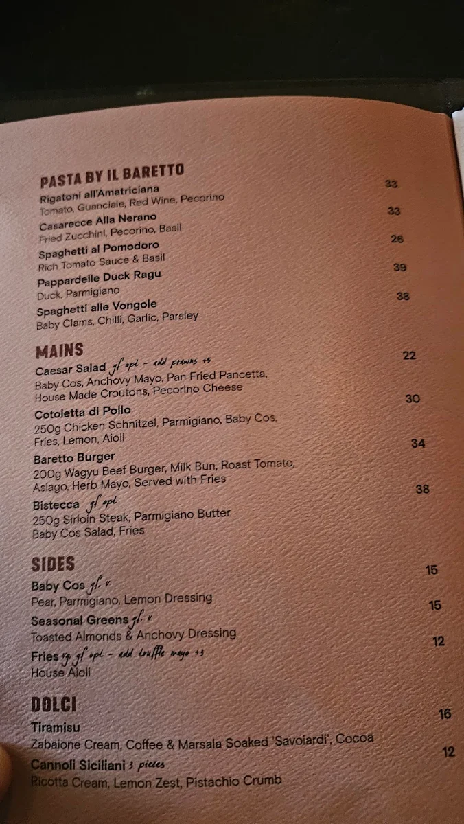 Menu, Paddo Inn