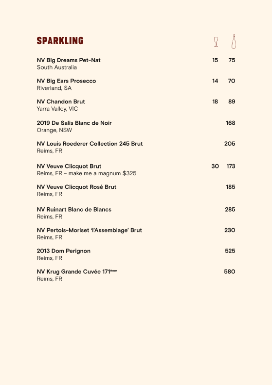 Menu, Paddo Inn