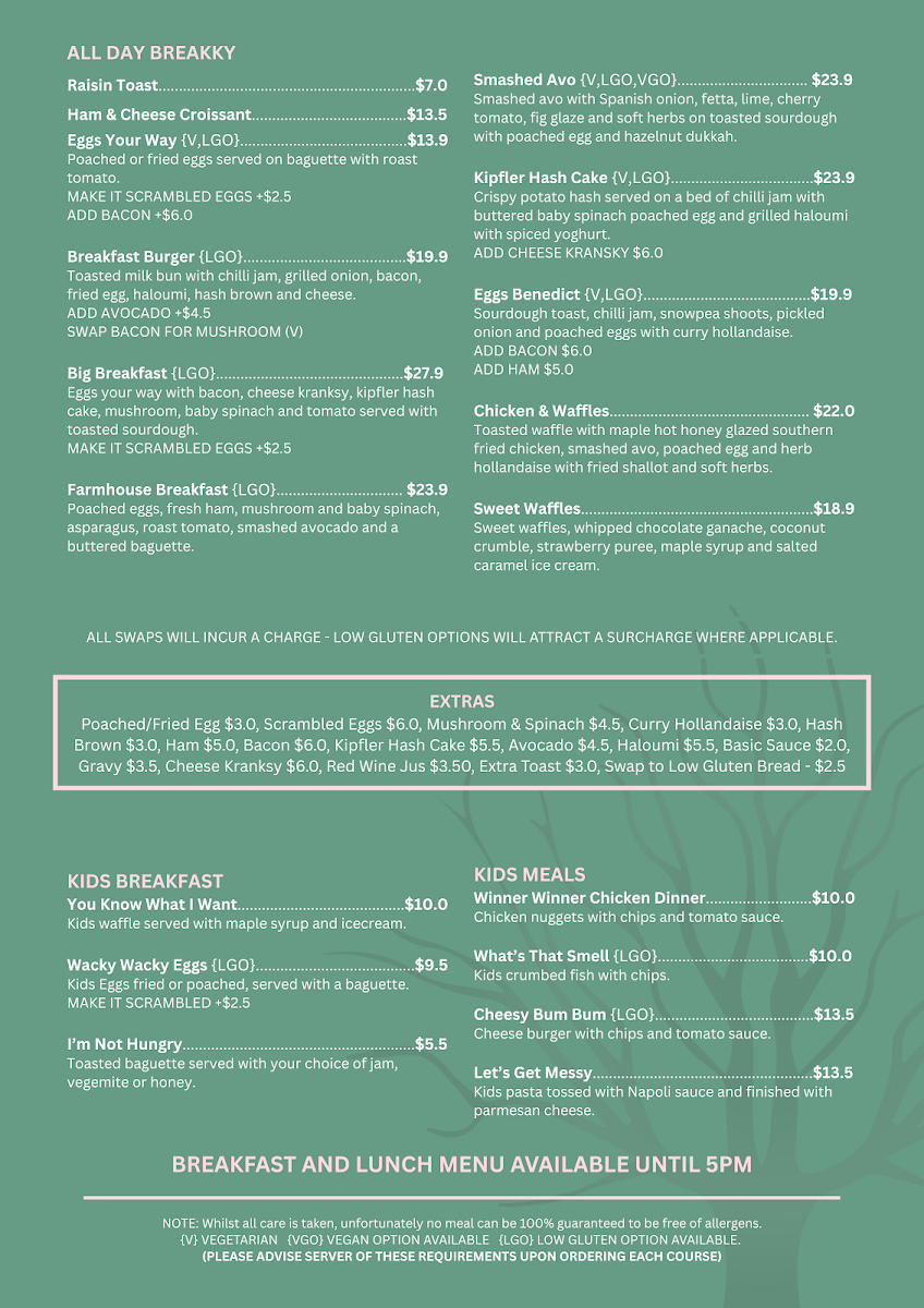 Menu, Urban Grounds Cafe