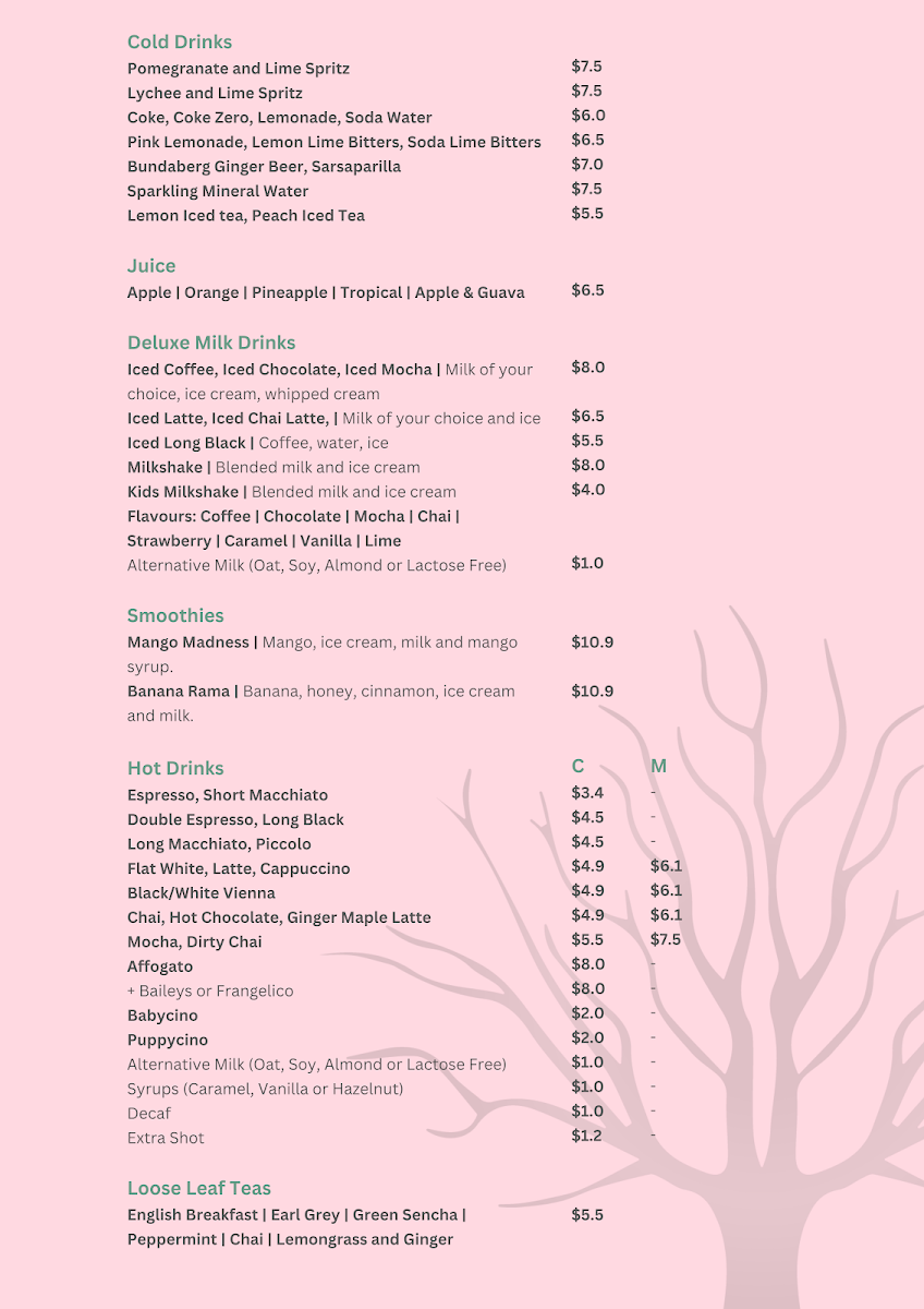 Menu, Urban Grounds Cafe