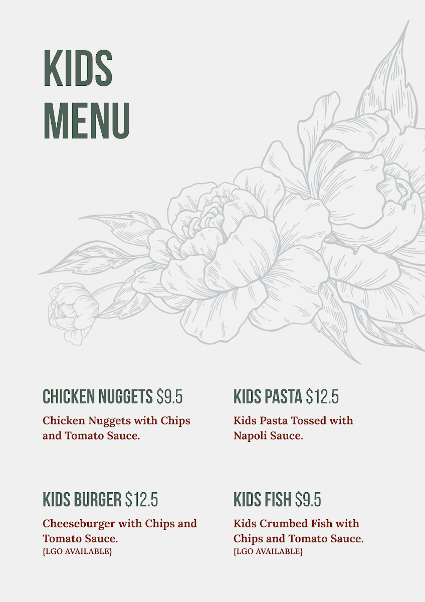 Menu, Urban Grounds Cafe