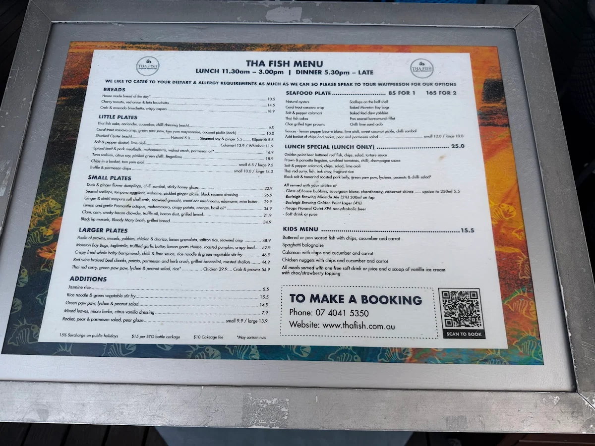 Menu, Tha Fish