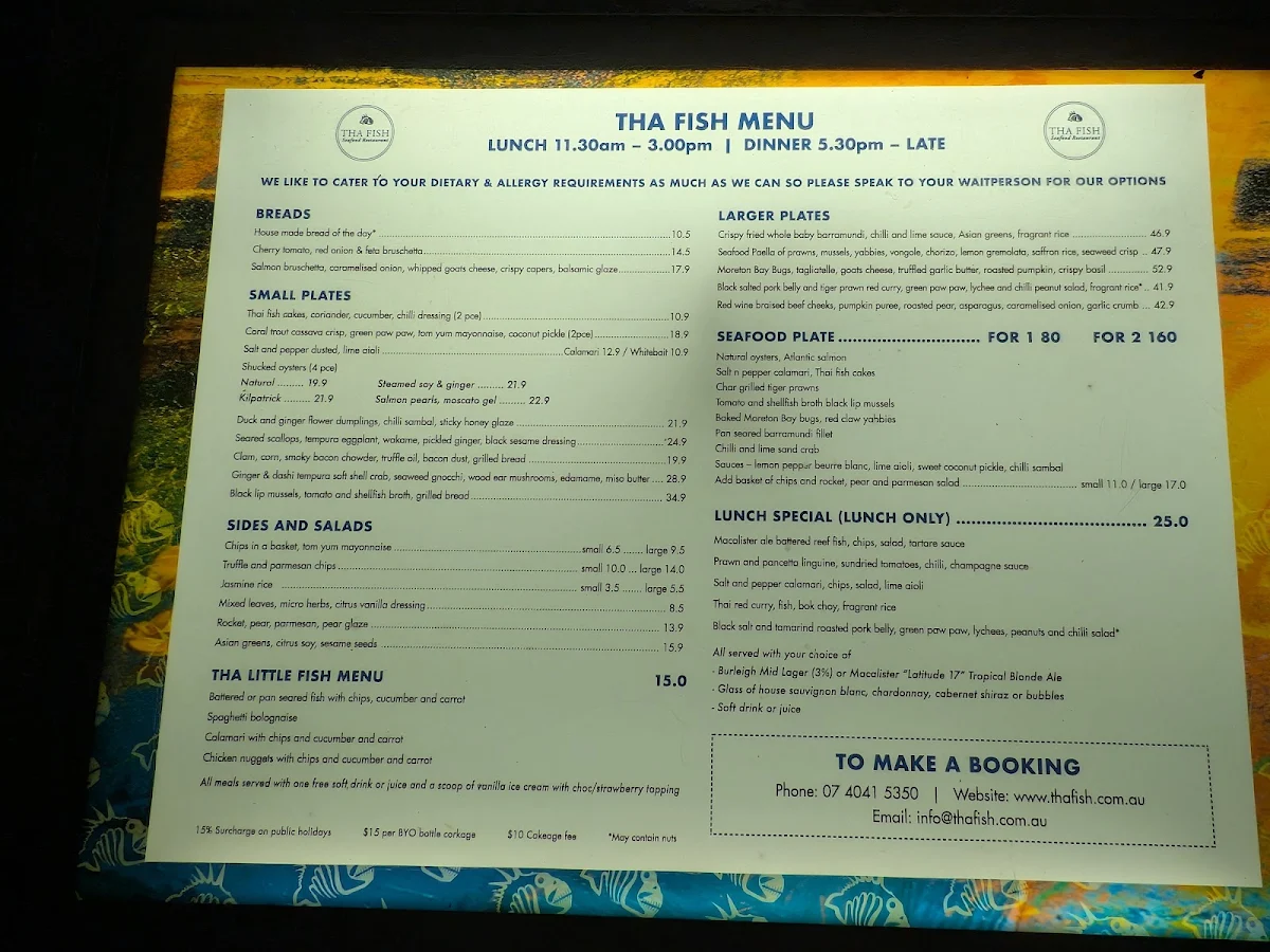 Menu, Tha Fish