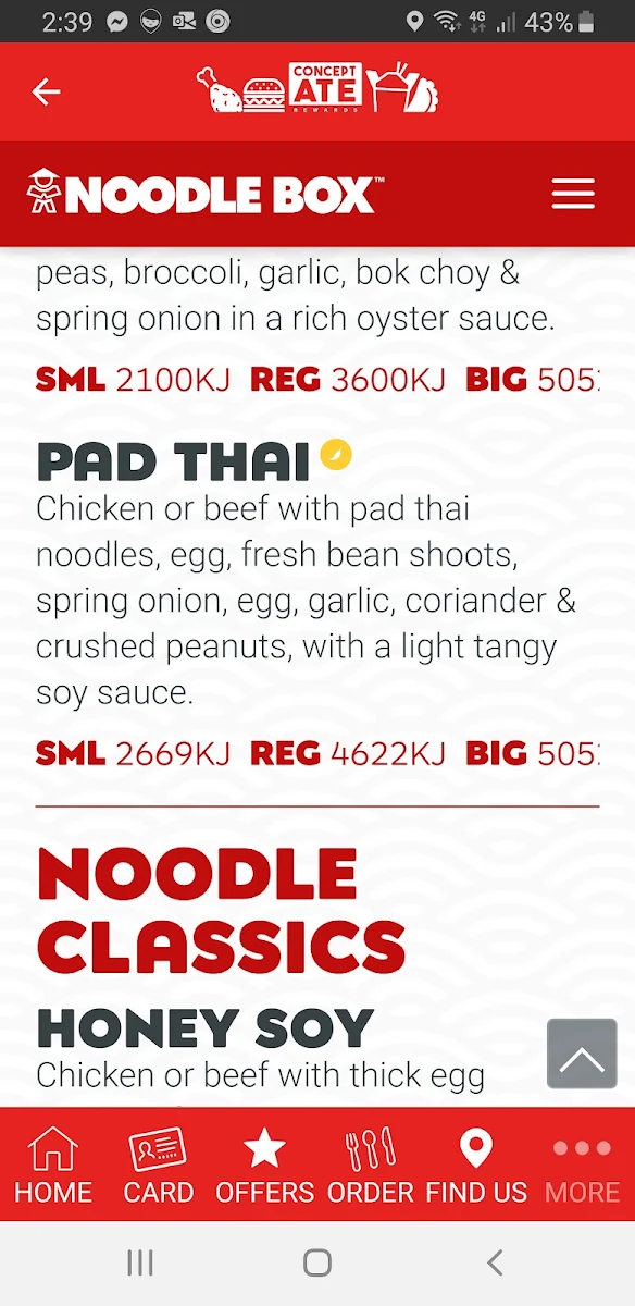Menu, Noodle Box Newmarket