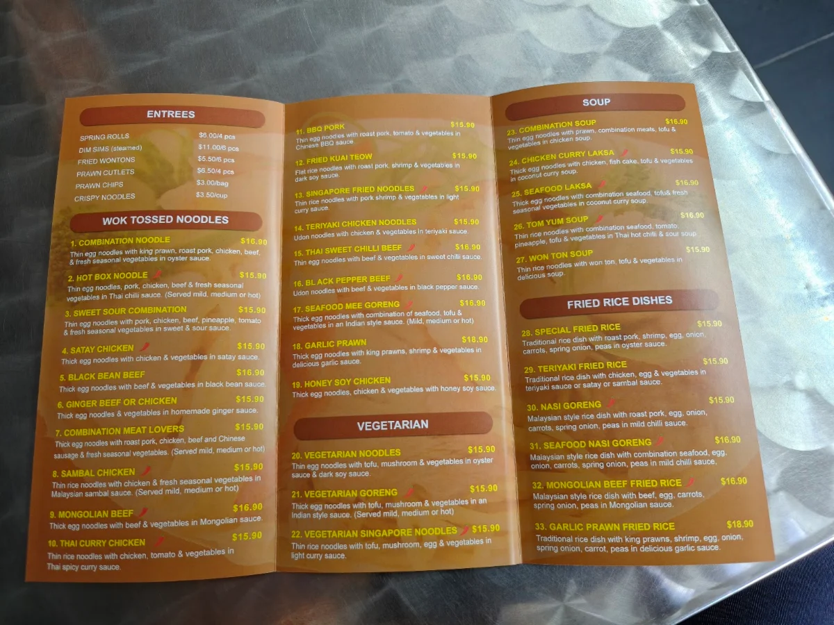 Menu, Coco Noodles