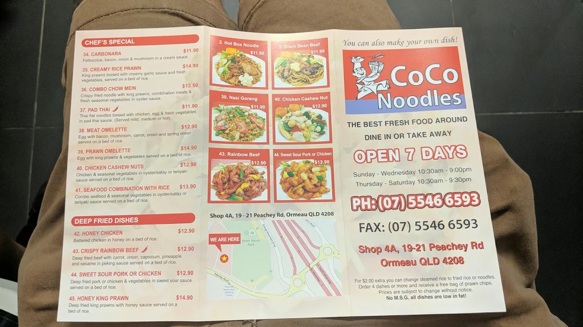 Menu, Coco Noodles
