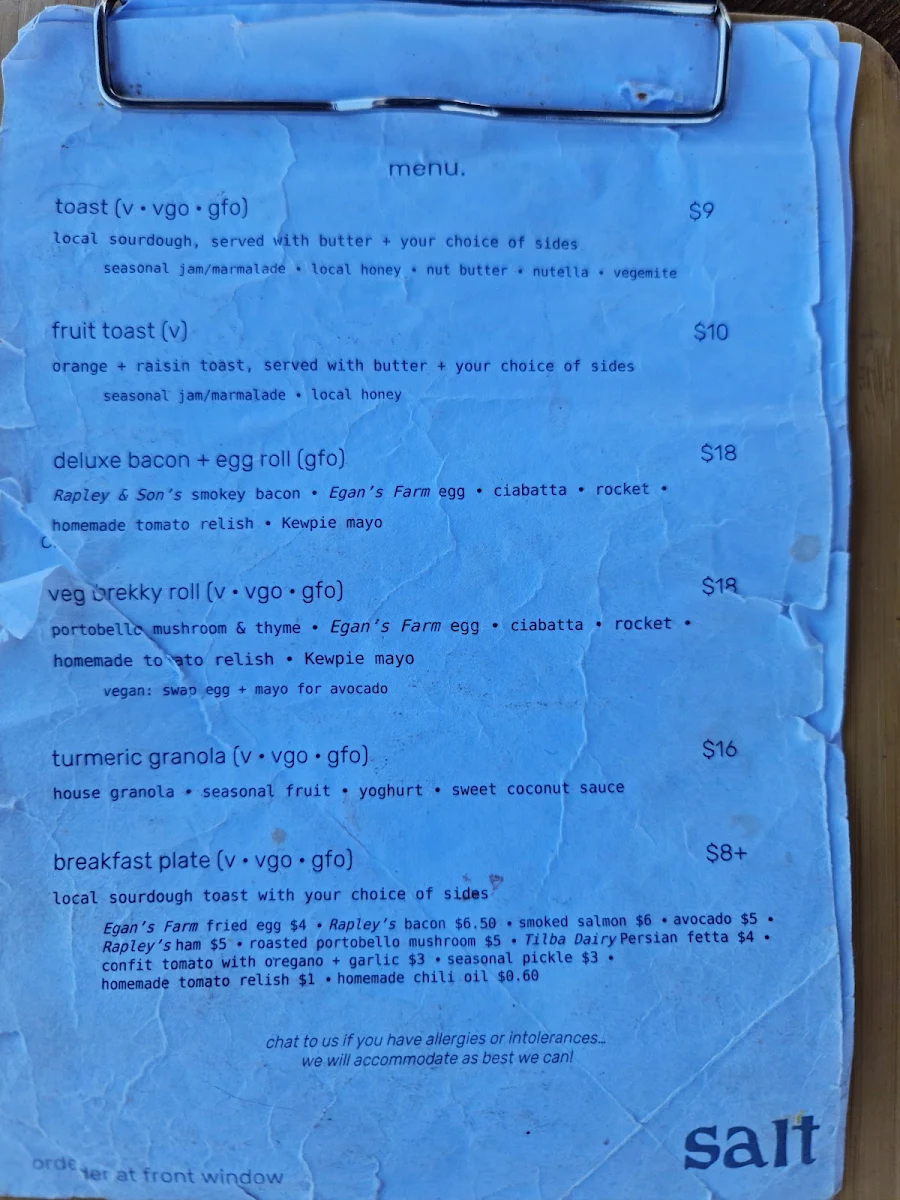 Menu, Kattalinas On the Marina
