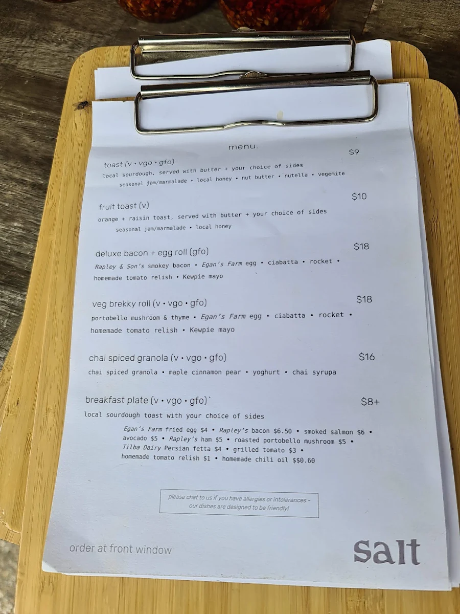 Menu, Kattalinas On the Marina