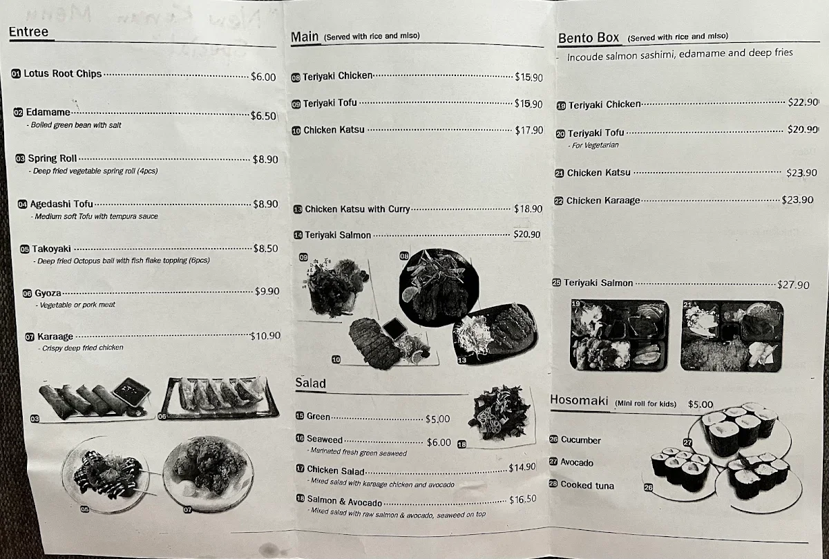 Menu, Mori Japanese & Korean Cuisine