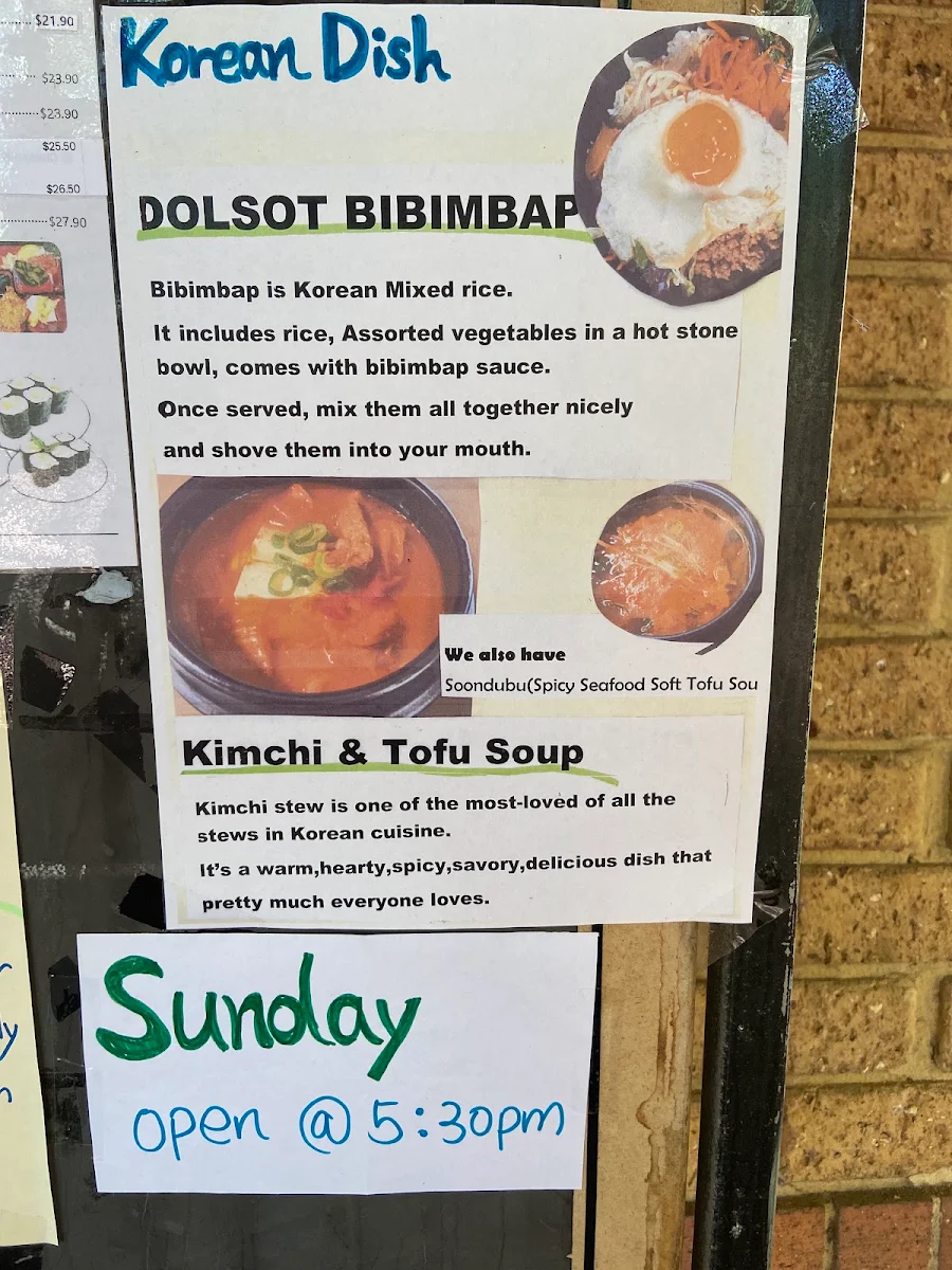 Menu, Mori Japanese & Korean Cuisine