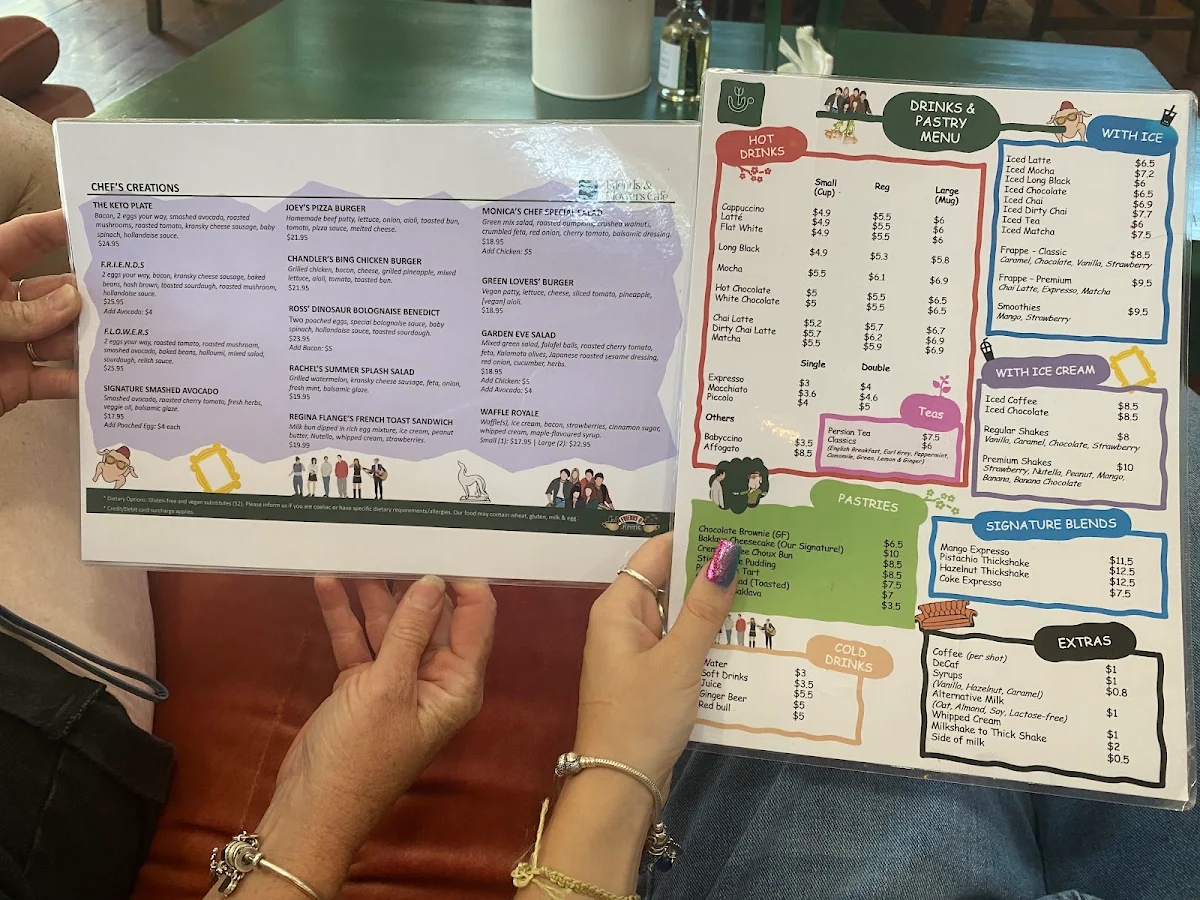 Menu, Friends & Flowers Cafe