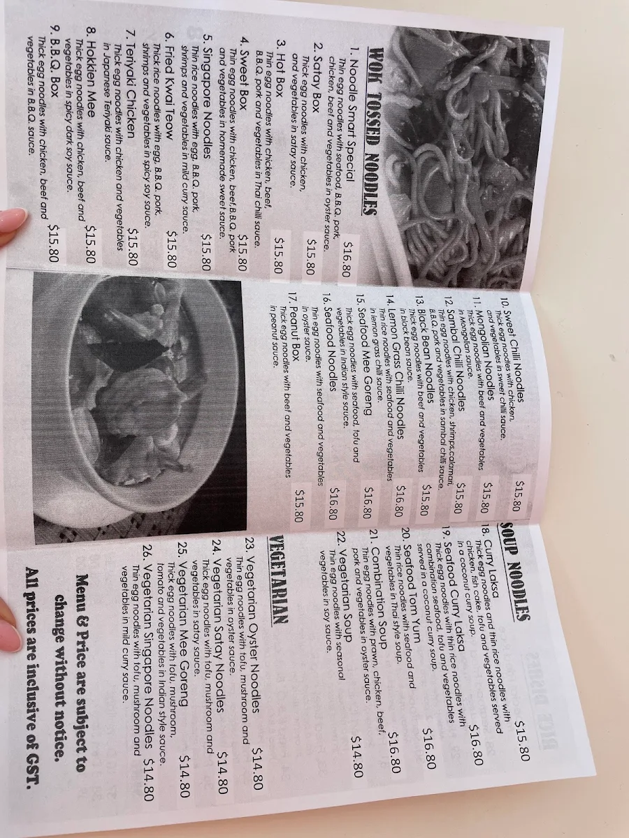 Menu, Noodle Smart