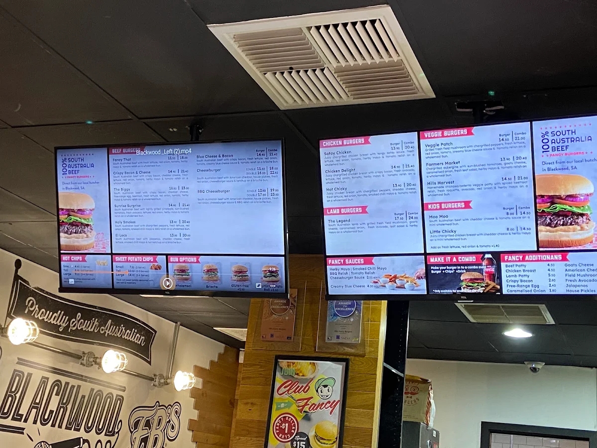 Menu, FB's Fancy Burgers
