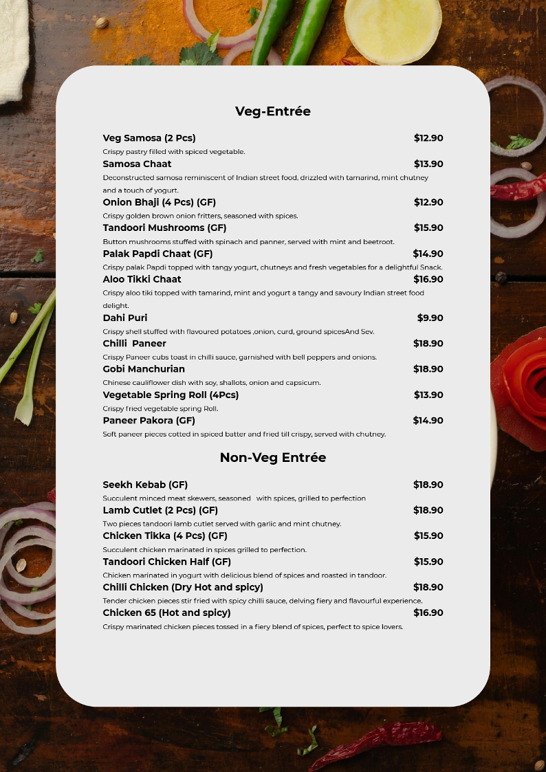 Menu, Amber Spice