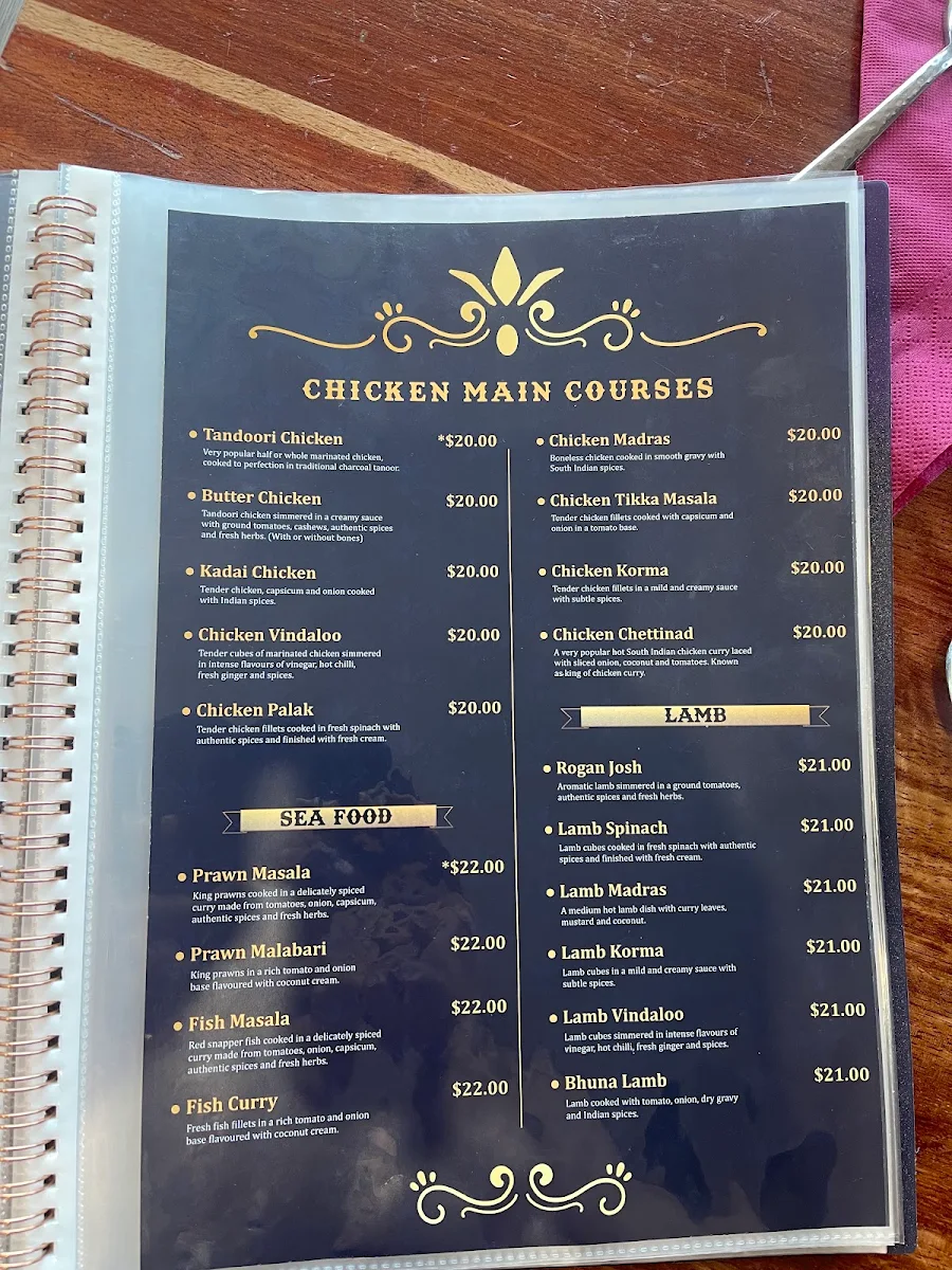 Menu, Doaba Indian Curry House
