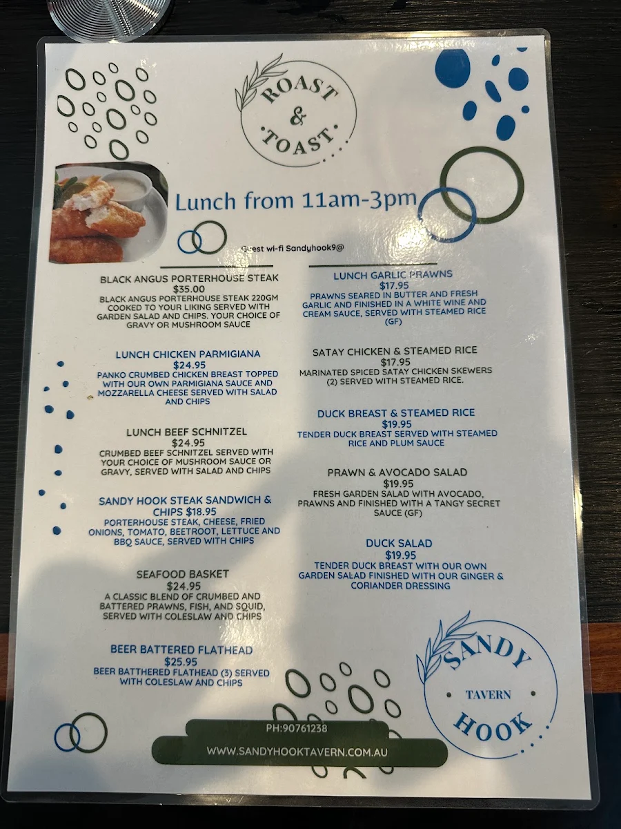Menu, ROAST AND TOAST LUNCH BAR AND CAFE
