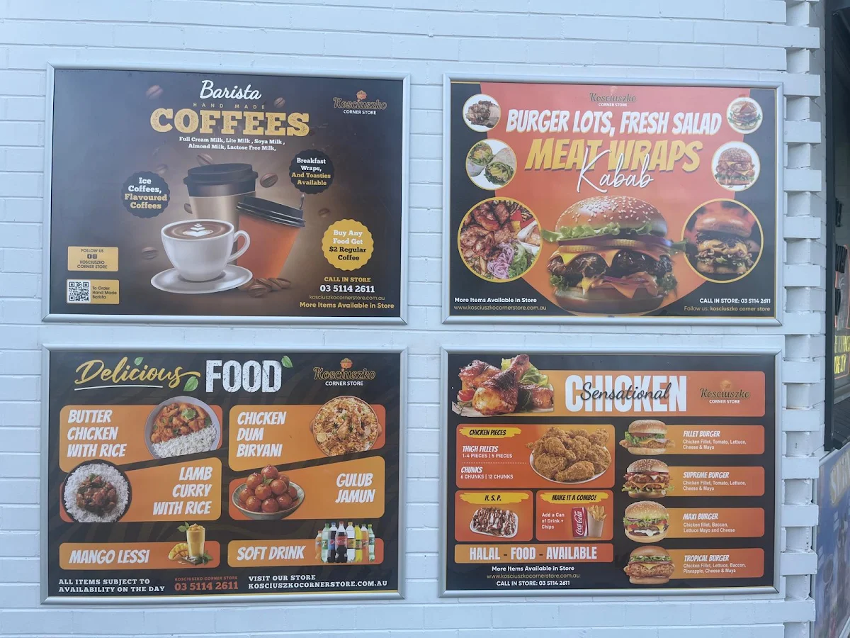 Menu, Kosciuszko Corner Store