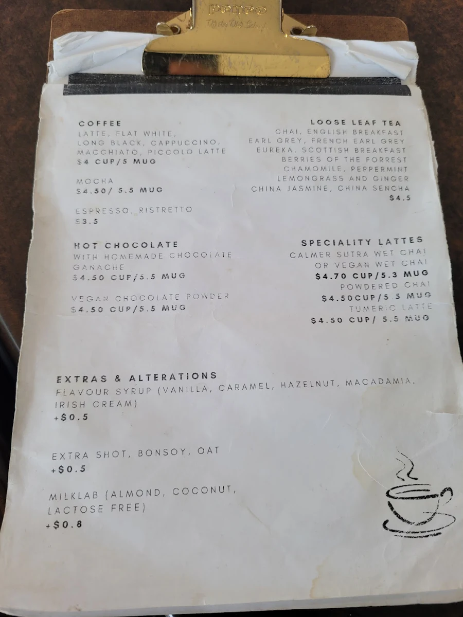 Menu, Bensons Café And Restaurant