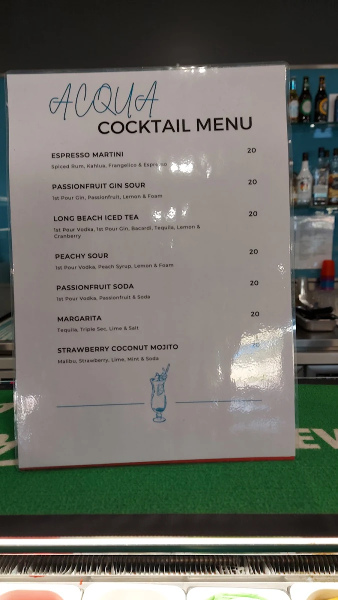 Menu, Caffe Acqua