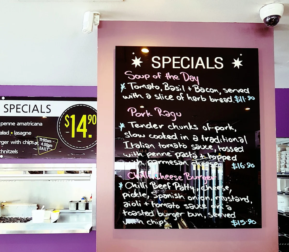 Menu, Caffe Acqua