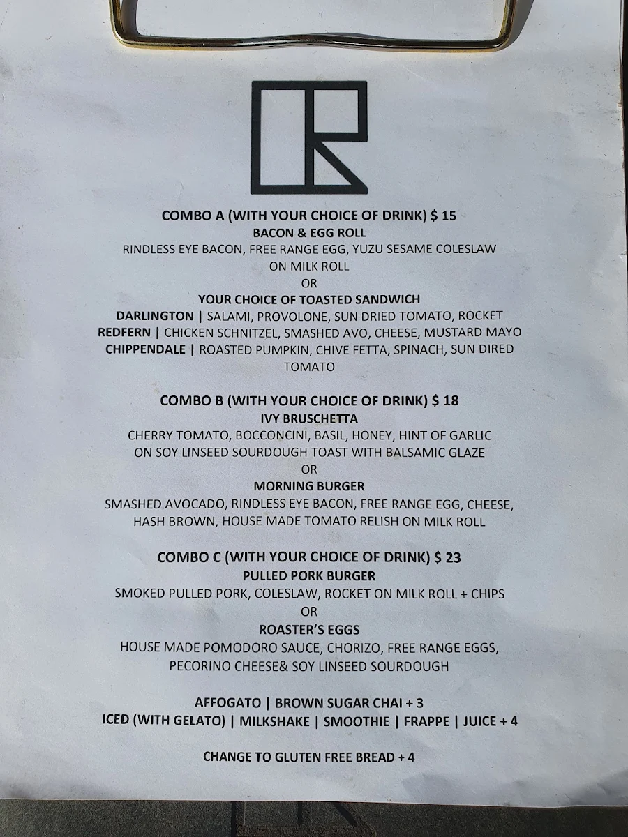 Menu, Terra Cotta Roasters Darlington