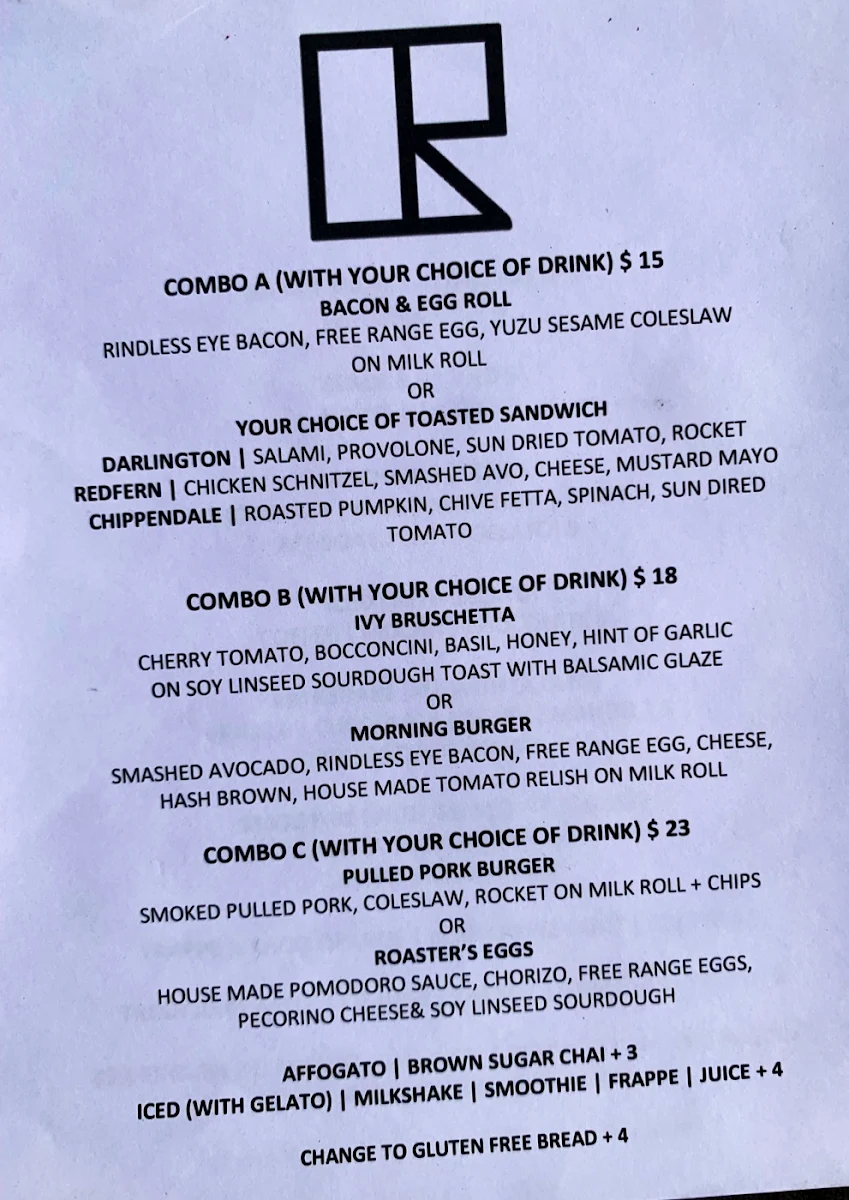 Menu, Terra Cotta Roasters Darlington