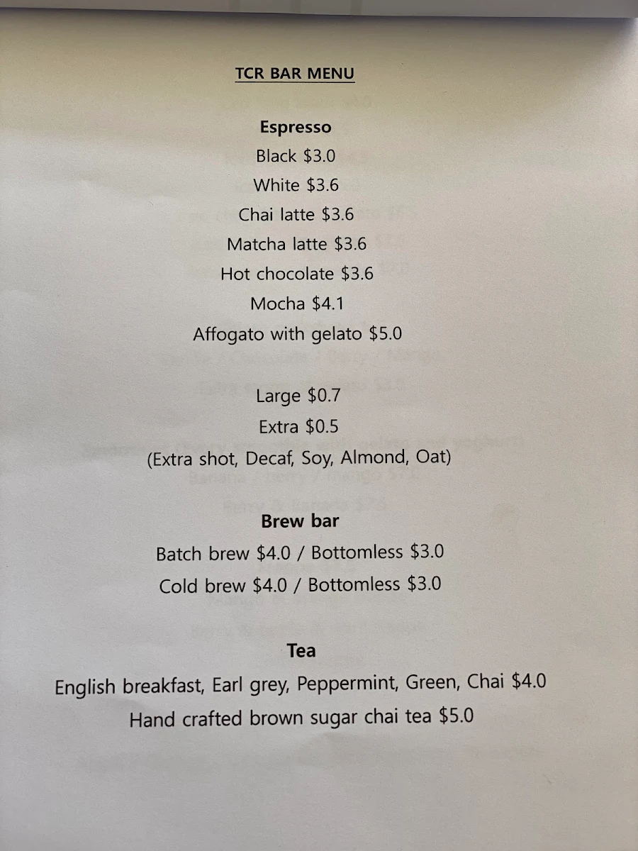 Menu, Terra Cotta Roasters Darlington