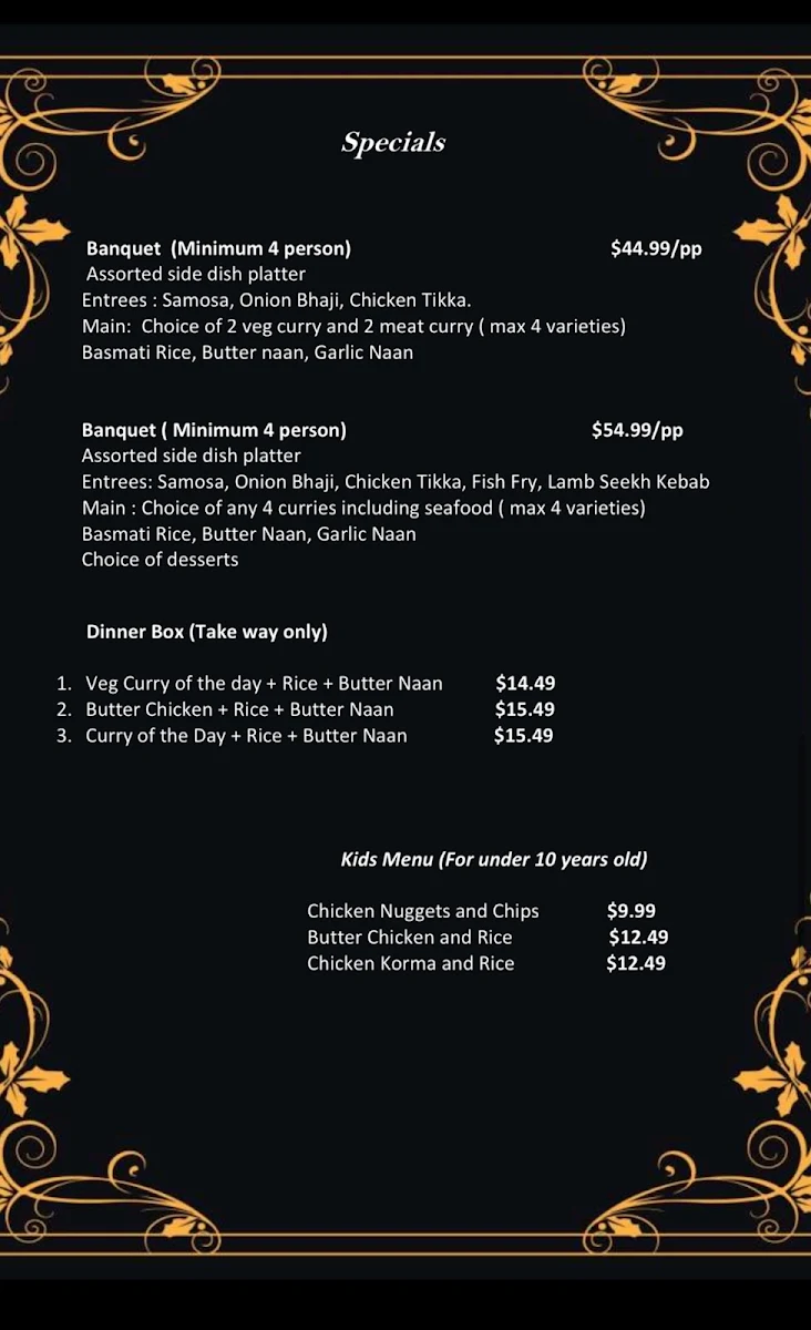 Menu, CHEF'S SIGNATURE Cafe & Indian Restaurant